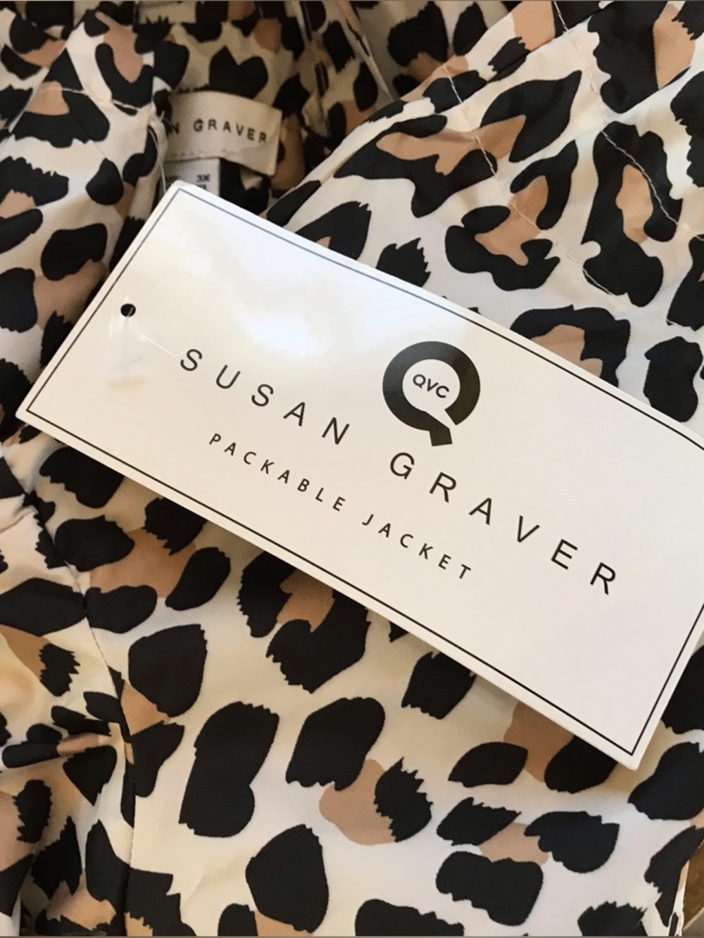 Susan Graver Leopard Print Hooded Zip up Jacket - Black & Cream - Picture 4 of 4